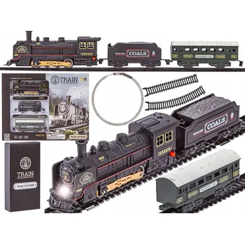 Vláček a vláčkodráha Elektrická ŽELEZNIČNÍ souprava VLAK Parní lokomotiva + VAGÓNY LOKOMOTIVA vagónky