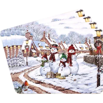 prostírání Leonardo, Anglie Vánoční korkové prostírání Snowmen 4 ks - 30*22 cm