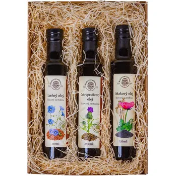 Dárkový potravinový koš Klášterní Officína Dárkový balíček – TRIO PANENSKÝCH OLEJŮ