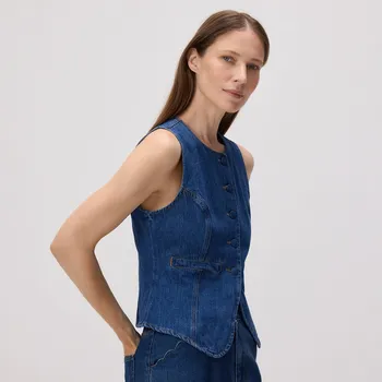 Dámské sako Reserved - Džínová vesta - modrá - 747FZ-55J - 747FZ-55J-M