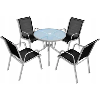 Kovová zahradní souprava VidaXL, černá, 5 dílů