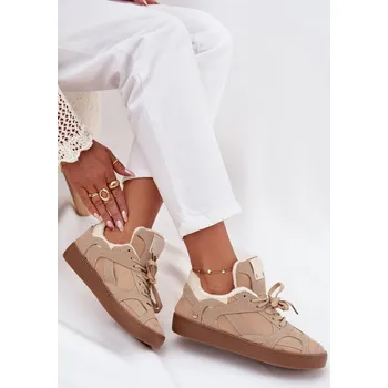 Dámské tenisky Dámské tenisky na platformě s vyteplením s kožešinou Solvia Barva: Béžová, Velikost: 38