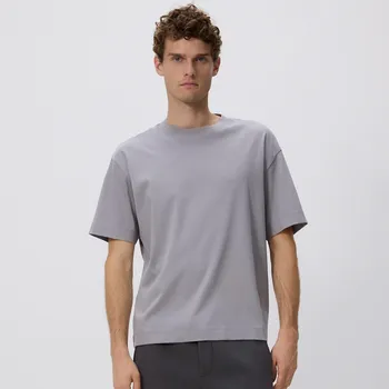 Pánské tričko Reserved - Boxy tričko z marcerované bavlny - světle šedá - 254FP-09X - 254FP-09X-M