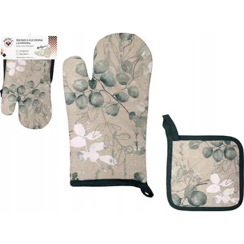 Chňapka Kuchyňská chňapka textilní silná s bavlněnou podložkou zelená listy