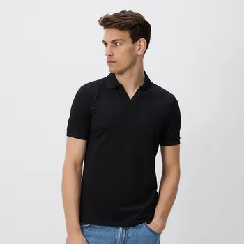 Reserved - Polo tričko z mercerované bavlny - černý - 280EF-99X - 280EF-99X-S