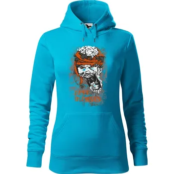 Dámská mikina DOBRÝ TRIKO Dámská mikina s potiskem Rest in pieces Velikost dámské mikiny: L, Barva: Tyrkysová