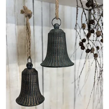 Obraz Vánoční závěsné zvonky v modro zlatém odstínu Velikost: Velký