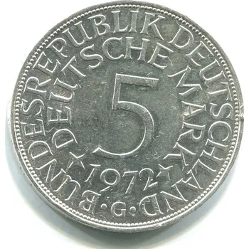 NĚMECKO. 5 Mark 1972/G. Ag.