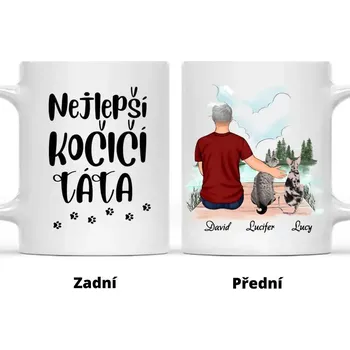 Stolování Hrnek - Kočičí táta s výhledem Bílá