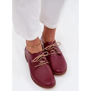 Dámské polobotky Dámské kožené elegantní šněrovací polobotky Zazoo 4238 Barva: Červená, Velikost: 41