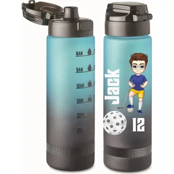 Sportovní RPET láhev na vodu 1L - florbal s vlastním jménem Navy