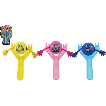 Dětská zbraň Prak se smajlíkem plast 14cm 3 barvy na kartě - mix variant či barev