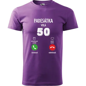 Pánské tričko DOBRÝ TRIKO Pánské tričko s potiskem 50 volá Velikost: XS, Barva: Fialová