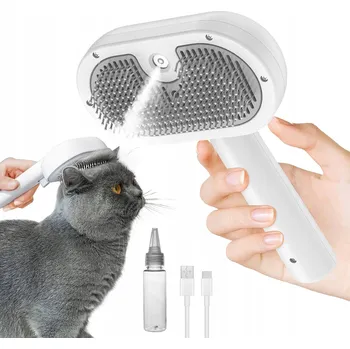 Kartáč pro zvířata Elektrický PARNÍ kartáč na ČESÁNÍ srsti psa kočky SAMOČISTÍCÍ