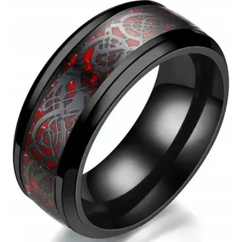 Prsten Prsten Drak Keltský Černý Červený Pečetní Prsten