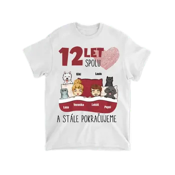 Pánské tričko Tričko - 10 Let spolu. A stále pokračujeme - s mazlíčky Tričko / Růžová / S