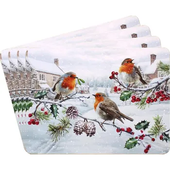 prostírání Leonardo, Anglie LP - Vánoční korkové prostírání Christmas Robins 4 ks - 30*22 cm