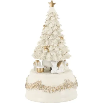 Vánoční dekorace Krémovo-zlatá antik hrací skříňka stromek Noël - Ø 10*18,5 cm