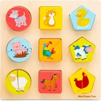 Puzzle Dřevěné vkládací puzzle - tvary a zvířata