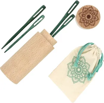 Nástroj na niť a příze KnitPro Mindful dřevěné jehly na vlnu 4 kusy (KnitPro Mindful dřevěné jehly na vlnu 8 a 9 Cm)