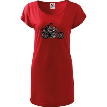 Dámské šaty DOBRÝ TRIKO Dámské tričko/šaty Smrtka na motorce Velikost: S, Barva: Červená
