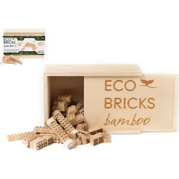 Dřevěná hračka Stavebnice dřevěná 90ks ECO Bricks v dřevěné krabičce