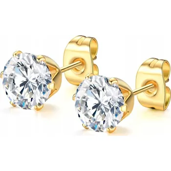 Náušnice ZLATÉ NÁUŠNICE ELEGANTNÍ SE ZIRKONY PUZETOVÉ OCEL 316L