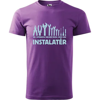 Pánské tričko DOBRÝ TRIKO Pánské tričko s potiskem Bůh instalatér Velikost: XS, Barva: Fialová