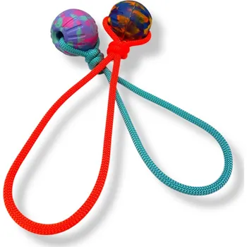 Hračka pro psa Tady je Spikovo Míček FOAM TUG s lanem Barva: Blue-orange camo & tmavě modré lano s uchem