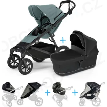 Kočárek Set 5v1 Thule Urban Glide 4-wheel Mid blue 2024 + korbička Black + pláštěnky + ochranná síť
