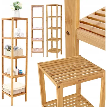 regál Koupelnový regál SMX, béžové a hnědé odstíny, 33 x 33 x 146 cm