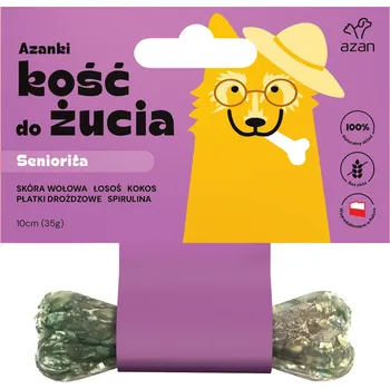 Pamlsek pro psa Azanki Žvýkací kost SENIORITA Hovězí kůže, losos, kokos 10 cm