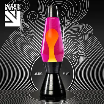 Lampa pro světelnou terapii Mathmos Astro Vinyl, originální lávová lampa s růžovou tekutinou a žlutou lávou, 43cm