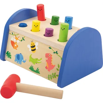 Dřevěná hračka lupilu® Dřevěná motorická hra (ponk na zatloukání)