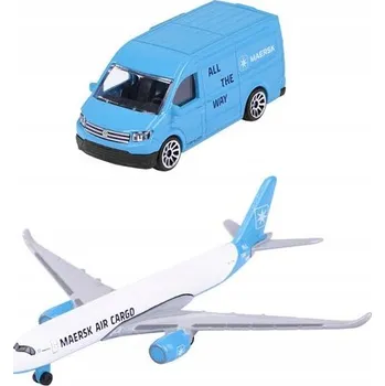 autíčko MAJORETTE VOLKSWAGEN CRAFTER 1:64 + Letadlo MAERSK