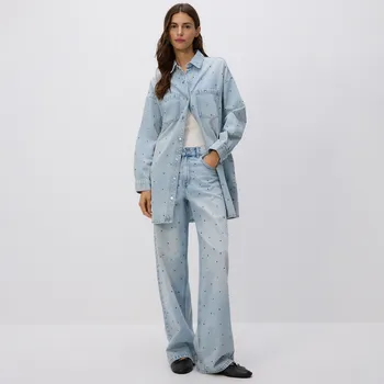 Reserved - Džíny baggy s krystaly - modrá - 520GE-05J - 520GE-05J-42