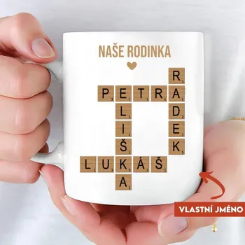 Hrnek - Křížovka - Vaše jméno Růžová