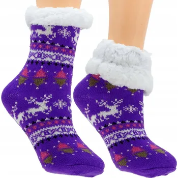 Dámské ponožky HYPOALERGENNÍ Zimní Ponožky pro Děti s ABS Protiskluzem, Norský Vzor, Velikost 31-35