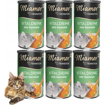 Krmivo pro kočku Miamor VitalDrink se zeleninou Kočka Vitamínový nápoj pro kočky Výživný Set 6x135ml