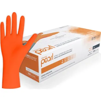 Vyšetřovací rukavice Unigloves Nitrilové rukavice oranžové Orange Pearl, 100 ks :: M