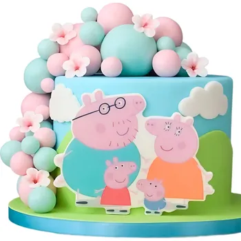 Jedlá dekorace na dort Sada na zdobení rodinného na dort PEPPA XXL, cukrové figurky na dort