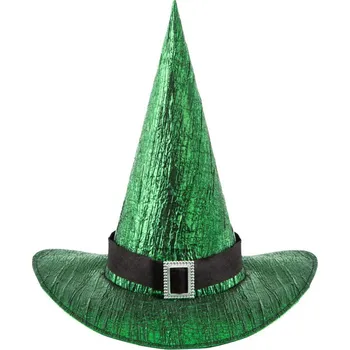 Zelený čarodějnický klobouk metalic