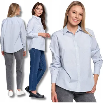 VOLNÁ DÁMSKÁ KOŠILE S PROUŽKY BAVLNĚNÁ KLASICKÁ DLOUHÝ RUKÁV MORAJ XXL