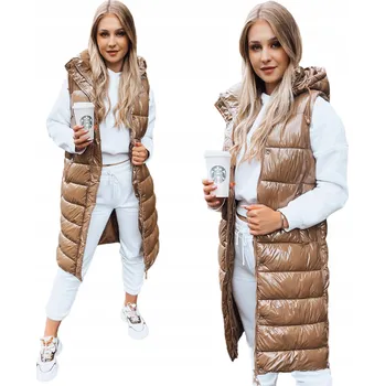 Dámská vesta DLOUHÁ PROŠÍVANÁ DÁMSKÁ VESTA S KAPUCÍ vel. L