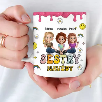 Hrnek - Sestry navždy 3D Modrá