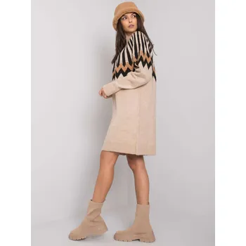 Dámské šaty Béžové pletené šaty se vzorem LC-
