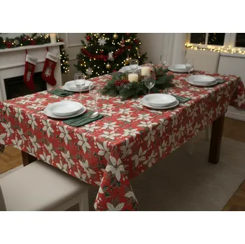 ubrus Vánoční ubrus na stůl NATALE MAGIC II. červená motiv D 130x170 cm Mybesthome