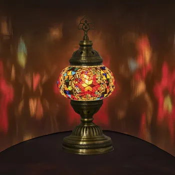 Lampička Krásy Orientu Orientální skleněná mozaiková stolní lampa Almas - ø skla 12 cm