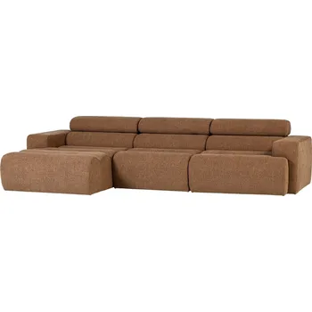 Pohovka WOOOD Hnědá bouclé rohová pohovka Novi 300 cm, levá