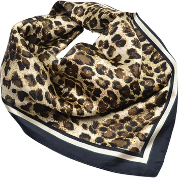 Šátek Fennysun Inc. Šátek saténový - hnědý se zvířecím potiskem